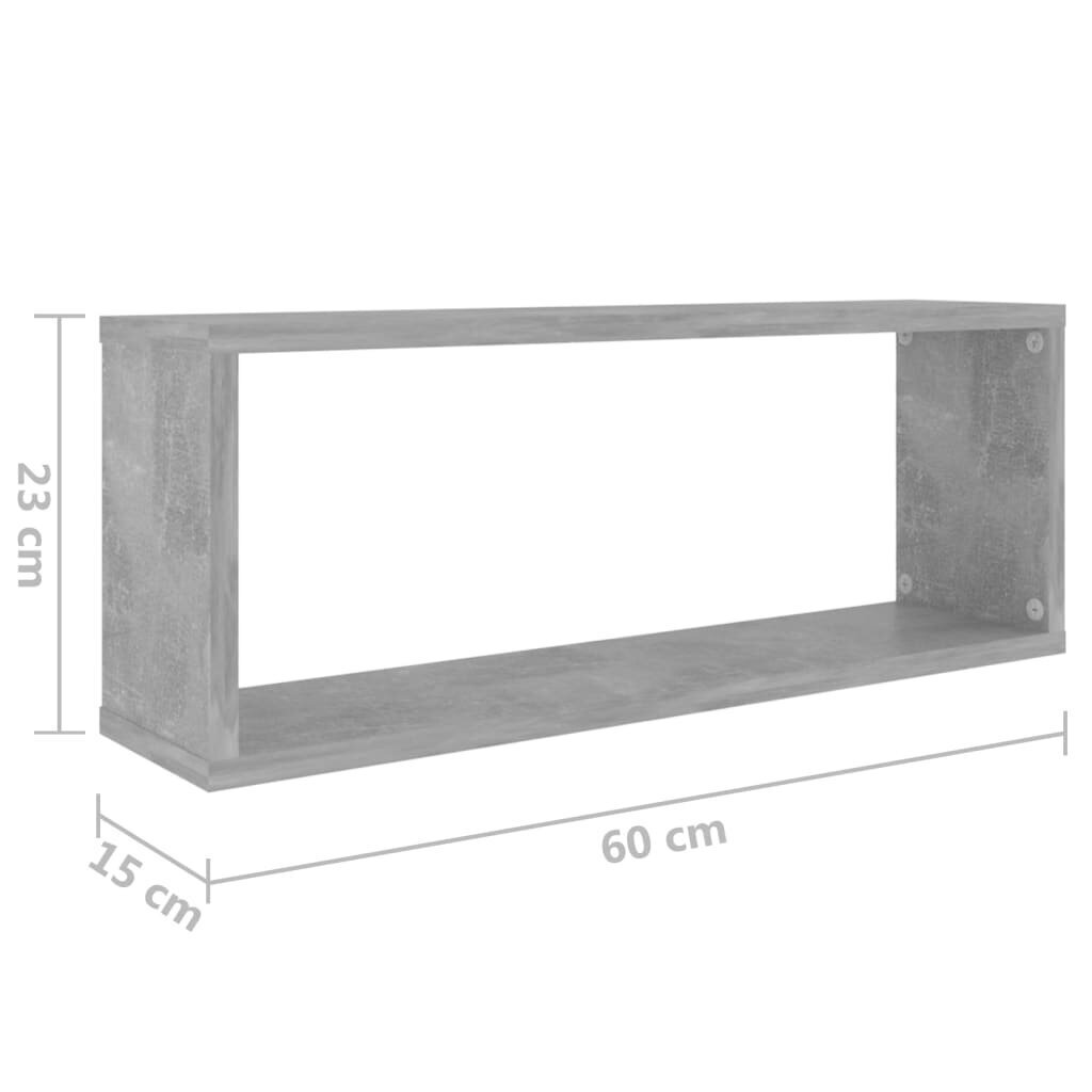 vidaXL sienas plaukti, 2 gab., betonpelēki, 60x15x23cm, skaidu plāksne цена и информация | Plaukti | 220.lv