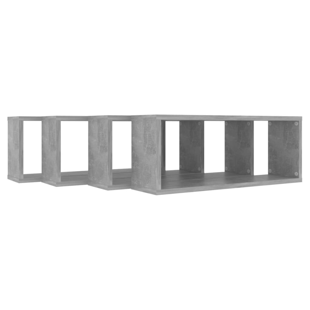 vidaXL sienas plaukti, 4 gab., betonpelēki, 60x15x23cm, skaidu plāksne cena un informācija | Plaukti | 220.lv