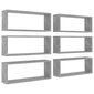 vidaXL sienas plaukti, 6 gab., betonpelēki, 60x15x23cm, skaidu plāksne cena un informācija | Plaukti | 220.lv