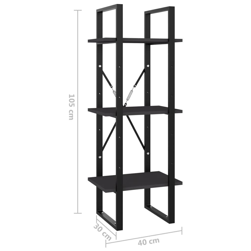 vidaXL 3-līmeņu grāmatu plaukts, pelēks, 40x30x105 cm, skaidu plāksne cena un informācija | Plaukti | 220.lv