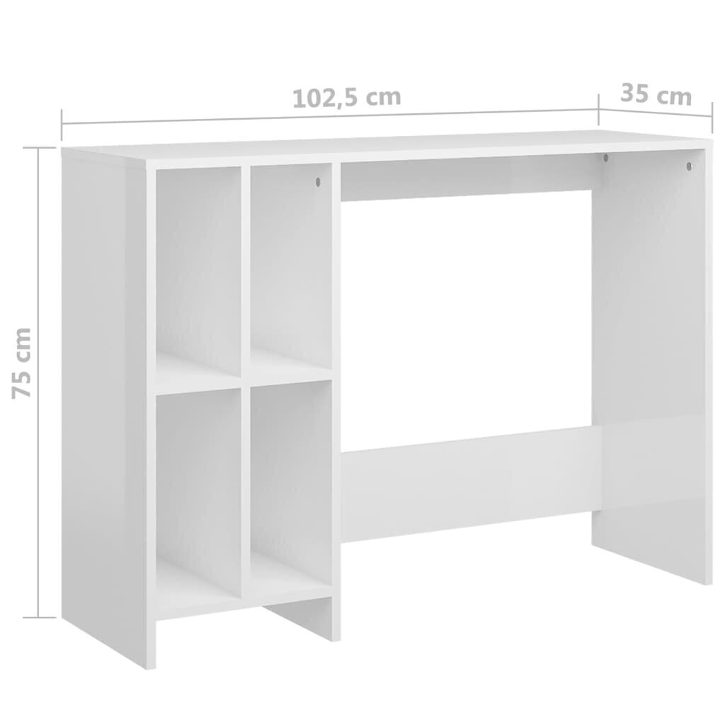 vidaXL rakstāmgalds, 102,5x35x75 cm, skaidu plāksne, spīdīgi balts cena un informācija | Datorgaldi, rakstāmgaldi, biroja galdi | 220.lv