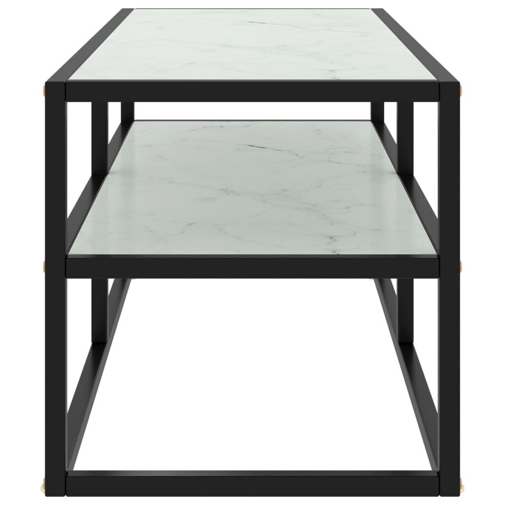 vidaXL TV galdiņš, melns, balts marmora raksts, 100x40x40 cm, stikls cena un informācija | TV galdiņi | 220.lv