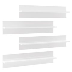 vidaXL sienas plaukti, 4 gab., 80x11,5x18 cm, balti, skaidu plāksne cena un informācija | TV galdiņi | 220.lv