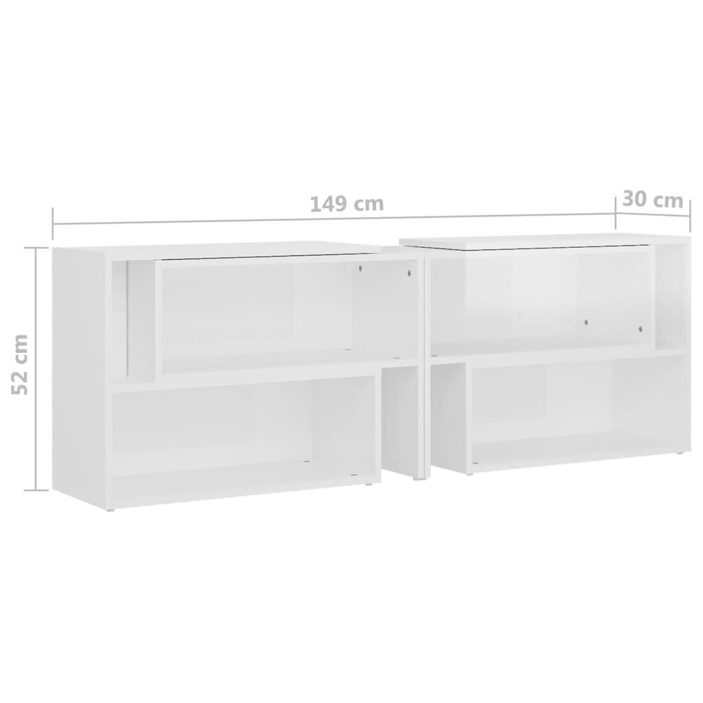 vidaXL TV plaukts, 149x30x52 cm, spīdīgi balts, skaidu plāksne cena un informācija | TV galdiņi | 220.lv