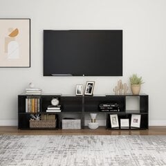 vidaXL TV plaukts, 149x30x52 cm, spīdīgi melns, skaidu plāksne цена и информация | Тумбы под телевизор | 220.lv