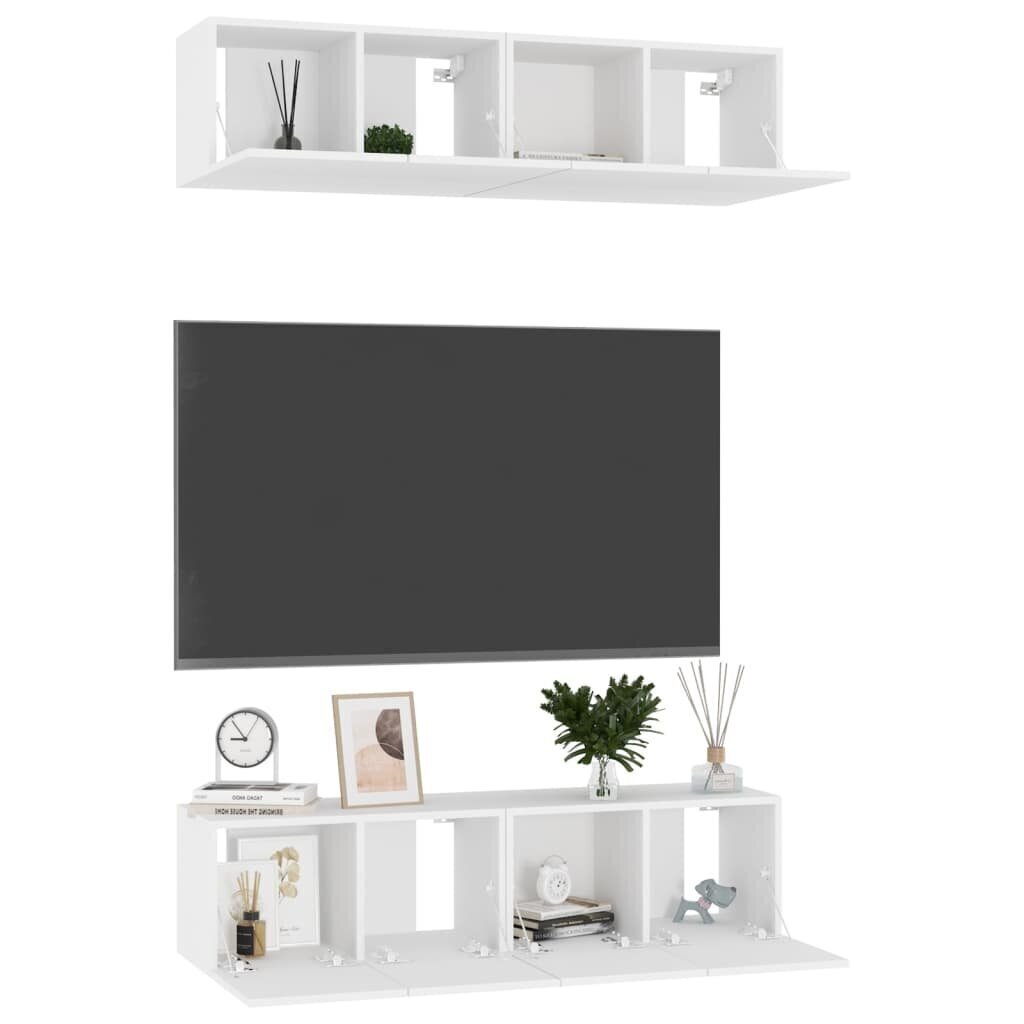 vidaXL TV plaukti, 4 gab., balti, 60x30x30 cm, skaidu plāksne цена и информация | TV galdiņi | 220.lv