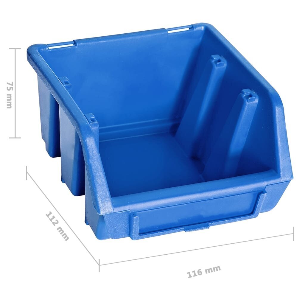 vidaXL 48-daļīgs sienas plaukts ar kastītēm un paneļiem, zils, melns cena un informācija | Saimniecības plaukti | 220.lv