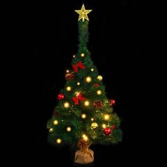 vidaXL mākslīgā Ziemassvētku egle ar bumbām, LED, 64 cm, zaļa цена и информация | Искусственные елки | 220.lv