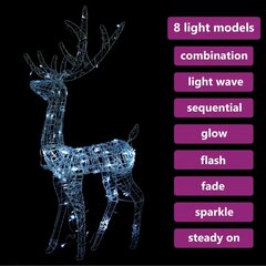 vidaXL Ziemassvētku dekorācija, ziemeļbriedis, 140 LED, 120 cm, akrils cena un informācija | Ziemassvētku dekorācijas | 220.lv