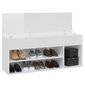 vidaXL apavu plaukts, spīdīgi balts, 105x30x45 cm, skaidu plāksne cena un informācija | Apavu skapji, apavu plaukti, priekšnama soliņi | 220.lv