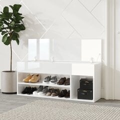 vidaXL apavu plaukts, spīdīgi balts, 105x30x45 cm, skaidu plāksne цена и информация | Полки для обуви, банкетки | 220.lv