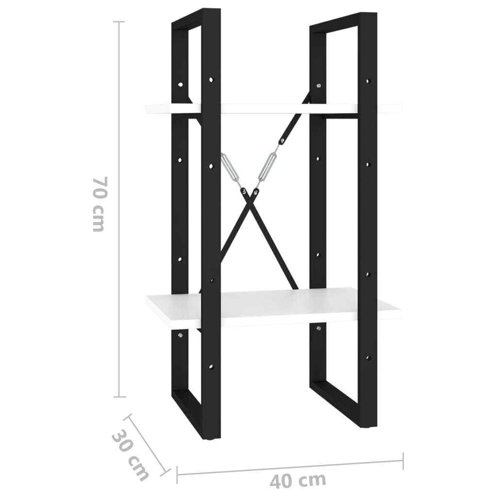 vidaXL 2-līmeņu grāmatu plaukts, balts, 40x30x70 cm, skaidu plāksne cena un informācija | Plaukti | 220.lv