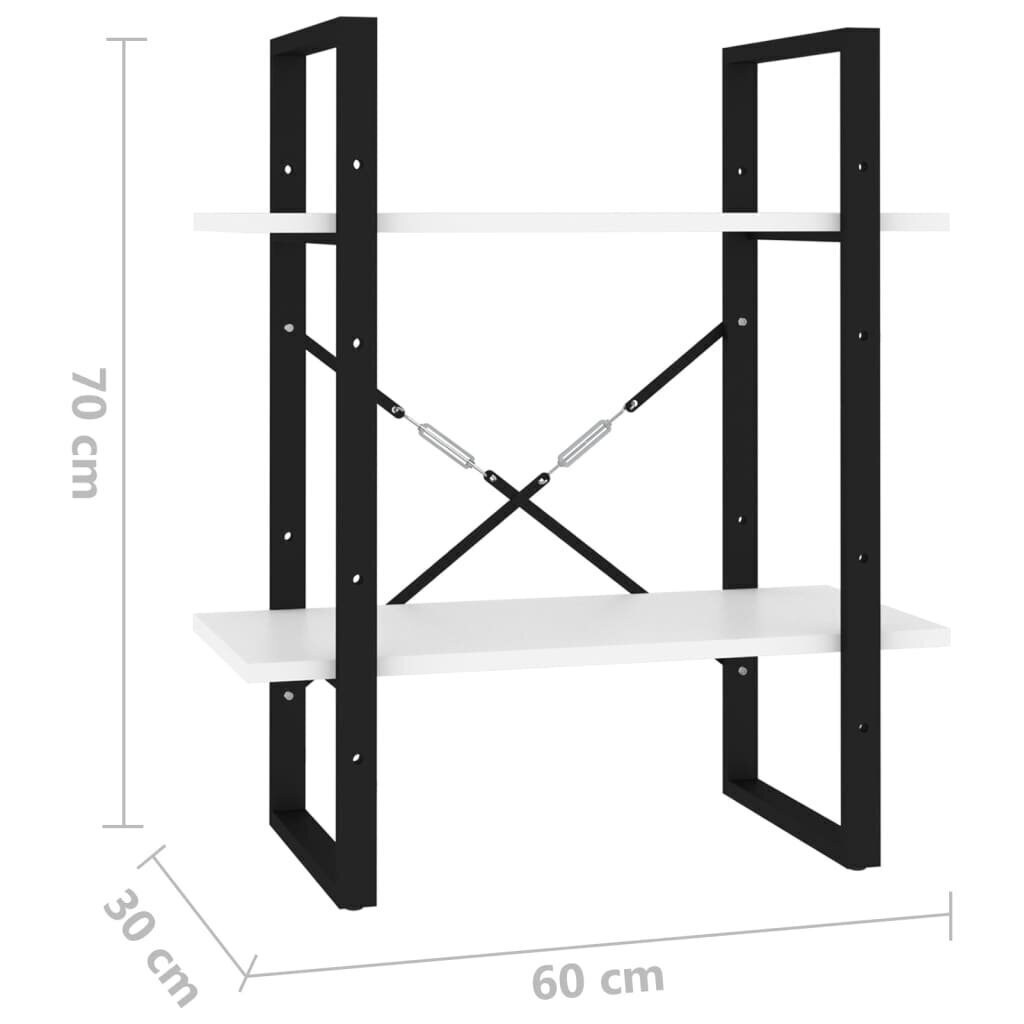 vidaXL 2-līmeņu grāmatu plaukts, balts, 60x30x70 cm, skaidu plāksne цена и информация | Plaukti | 220.lv