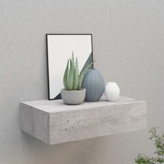 vidaXL sienas atvilktņu plaukts, betona pelēks, 40x23,5x10 cm, MDF цена и информация | Полки | 220.lv