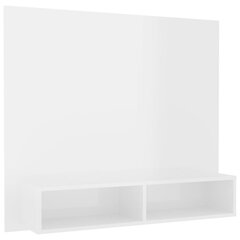 vidaXL sienas TV plaukts, spīdīgi balts, 102x23,5x90 cm, skaidu plātne cena un informācija | TV galdiņi | 220.lv