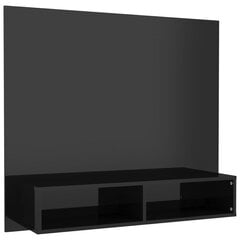 vidaXL sienas TV plaukts, spīdīgi melns, 102x23,5x90 cm, skaidu plātne cena un informācija | TV galdiņi | 220.lv