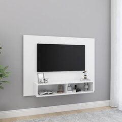 vidaXL sienas TV plaukts, balts, 120x23,5x90 cm, skaidu plāksne цена и информация | Тумбы под телевизор | 220.lv