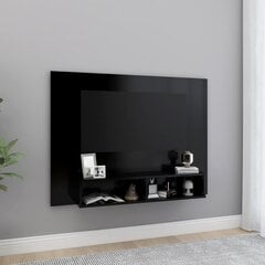 vidaXL sienas TV plaukts, melns, 120x23,5x90 cm, skaidu plātne цена и информация | Тумбы под телевизор | 220.lv