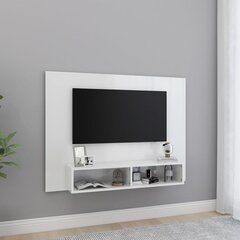 vidaXL sienas TV plaukts, spīdīgi balts, 120x23,5x90 cm, skaidu plātne цена и информация | Тумбы под телевизор | 220.lv