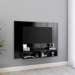 vidaXL sienas TV plaukts, spīdīgi melns, 120x23,5x90 cm, skaidu plātne цена и информация | Тумбы под телевизор | 220.lv
