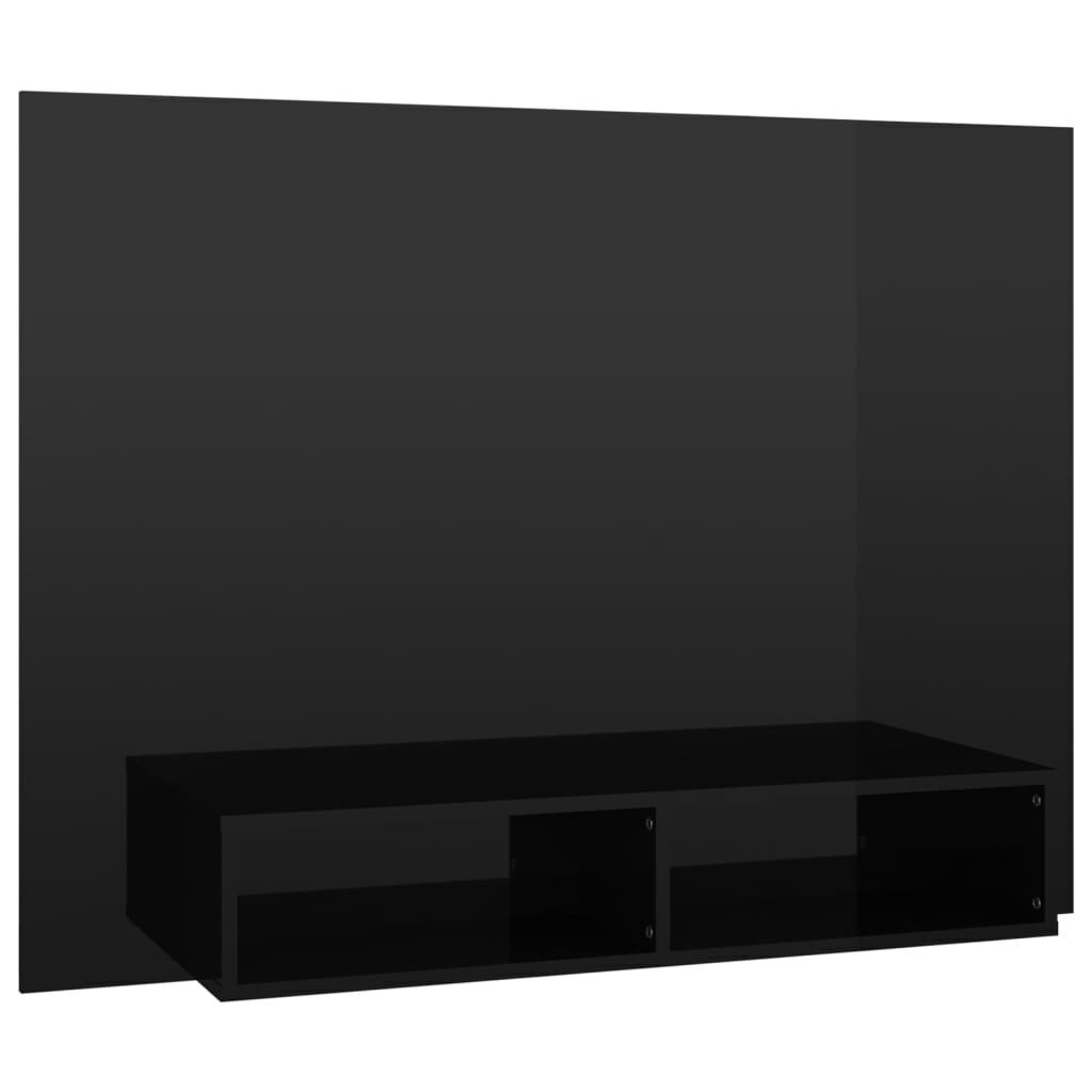 vidaXL sienas TV plaukts, spīdīgi melns, 120x23,5x90 cm, skaidu plātne cena un informācija | TV galdiņi | 220.lv