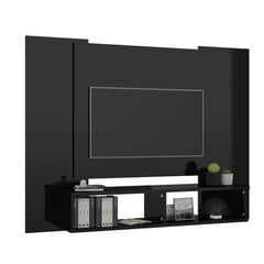 vidaXL sienas TV plaukts, spīdīgi melns, 120x23,5x90 cm, skaidu plātne цена и информация | Тумбы под телевизор | 220.lv
