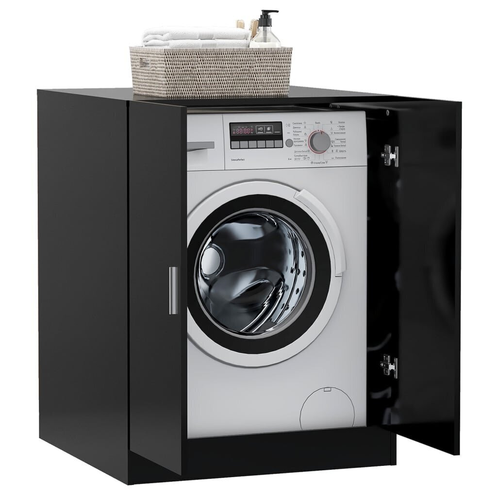 vidaXL veļasmašīnas skapītis, melns cena un informācija | Vannas istabas skapīši | 220.lv