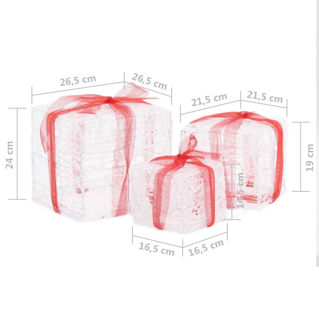 vidaXL Ziemassvētku dekorācija, 3 dāvanu kastes, akrils, krāsainas цена и информация | Ziemassvētku dekorācijas | 220.lv