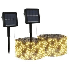 vidaXL solārā lampiņu virtene, 2 gab., 2x200 LED, silti balta cena un informācija | Ziemassvētku dekorācijas | 220.lv