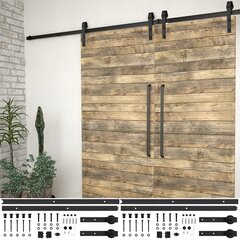 vidaXL bīdāmo durvju sistēmas, 2 gab., 183 cm, melns tērauds цена и информация | Внутренние двери | 220.lv