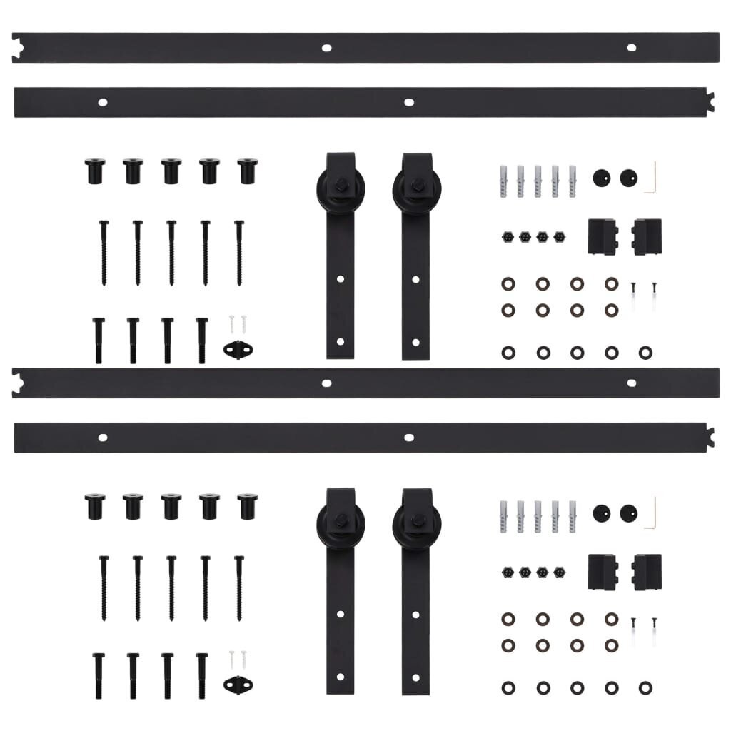 vidaXL bīdāmo durvju sistēmas, 2 gab., 200 cm, melns tērauds цена и информация | Iekšdurvis | 220.lv