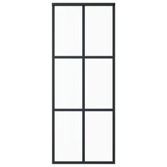 vidaXL bīdāmās durvis, 76x205 cm, ESG stikls, melns alumīnijs цена и информация | Межкомнатные двери | 220.lv