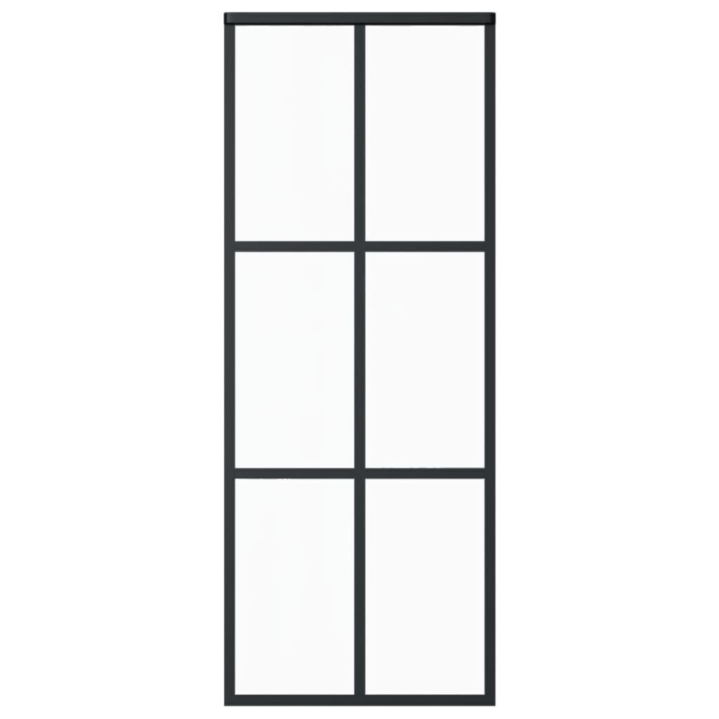vidaXL bīdāmās durvis, 76x205 cm, ESG stikls, melns alumīnijs цена и информация | Iekšdurvis | 220.lv