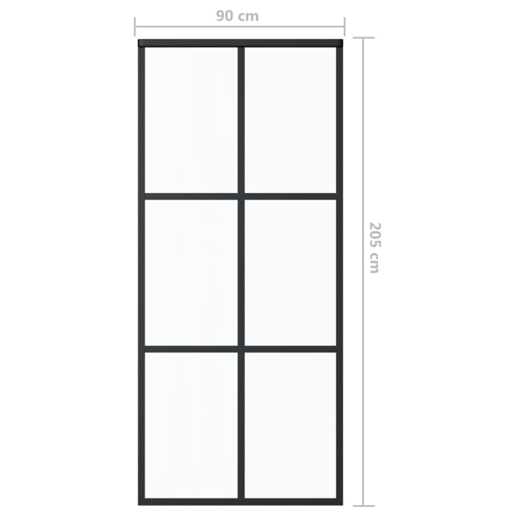 vidaXL bīdāmās durvis, 90x205 cm, ESG stikls, melns alumīnijs cena un informācija | Iekšdurvis | 220.lv