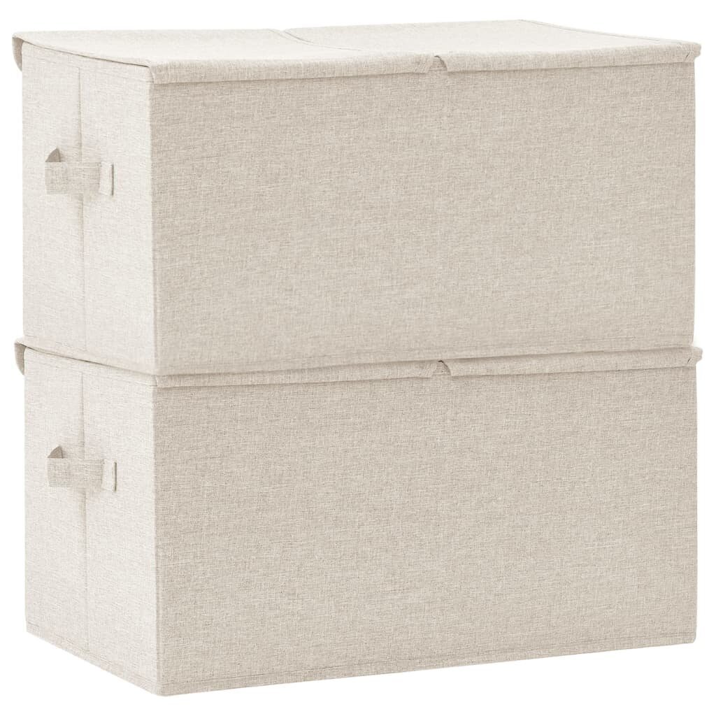vidaXL uzglabāšanas kastes, 2 gab., 50x30x25 cm, audums, krēmkrāsas cena un informācija | Veļas grozi un mantu uzglabāšanas kastes | 220.lv