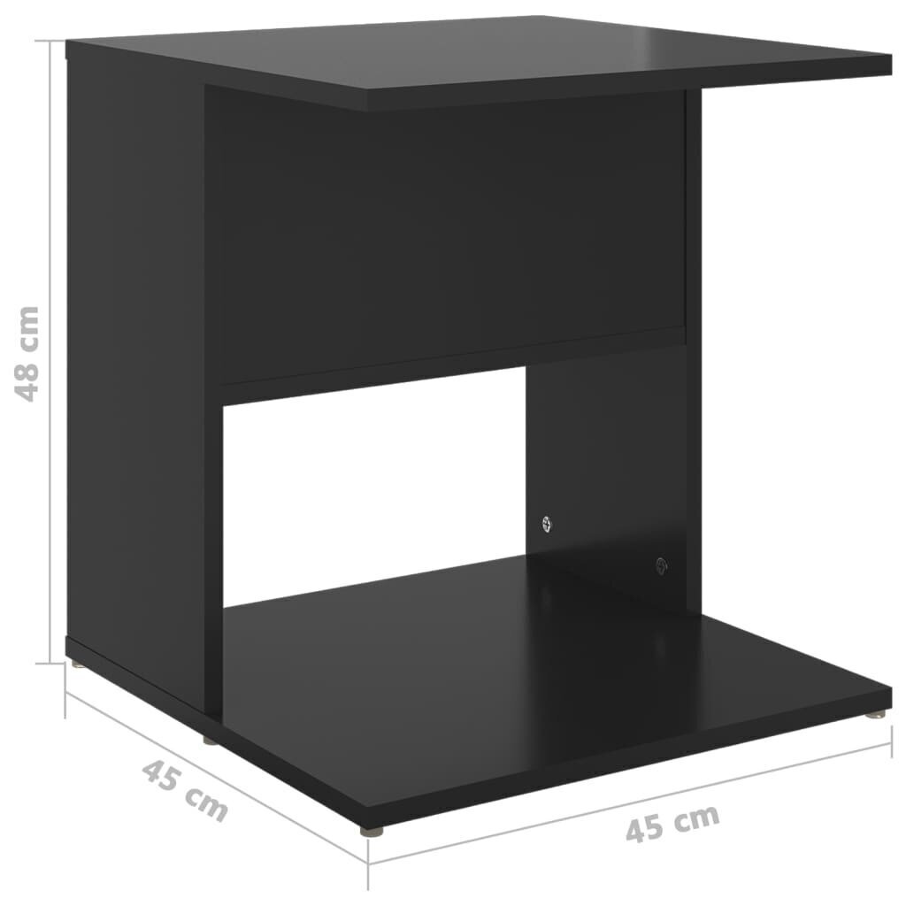 vidaXL galdiņš, spīdīgi melns, 45x45x48 cm, skaidu plāksne cena un informācija | Žurnālgaldiņi | 220.lv