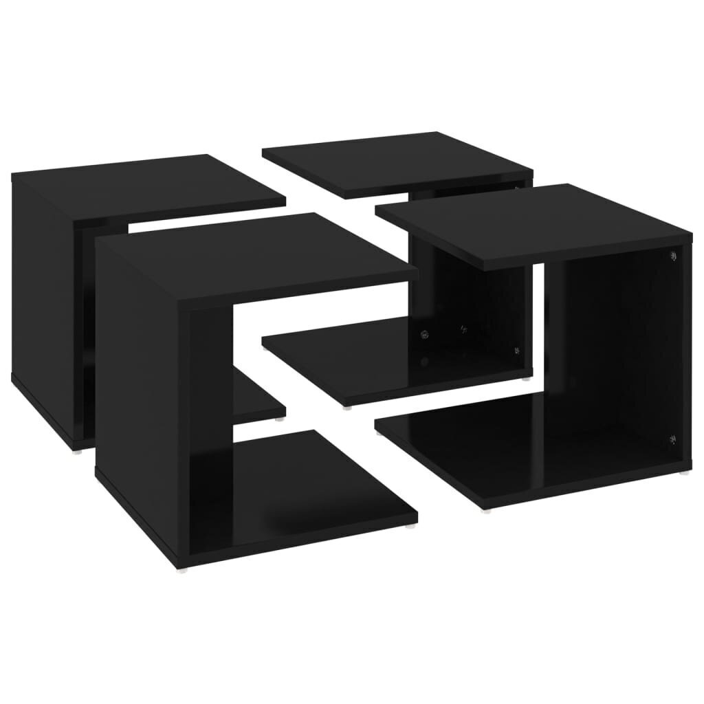 vidaXL kafijas galdiņi, 4 gab., 33x33x33 cm, melni, skaidu plāksne cena un informācija | Žurnālgaldiņi | 220.lv