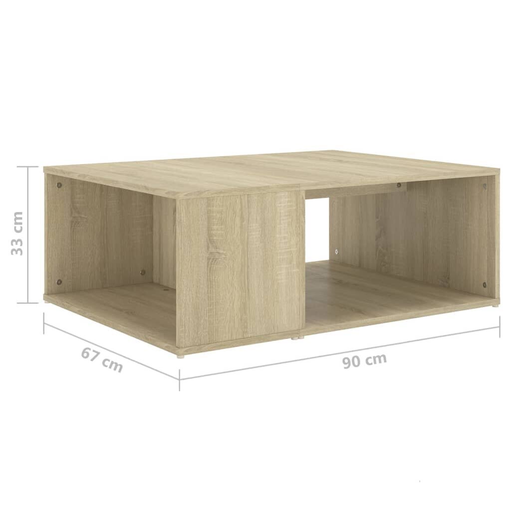 vidaXL kafijas galdiņš, ozolkoka krāsā, 90x67x33 cm, skaidu plāksne cena un informācija | Žurnālgaldiņi | 220.lv