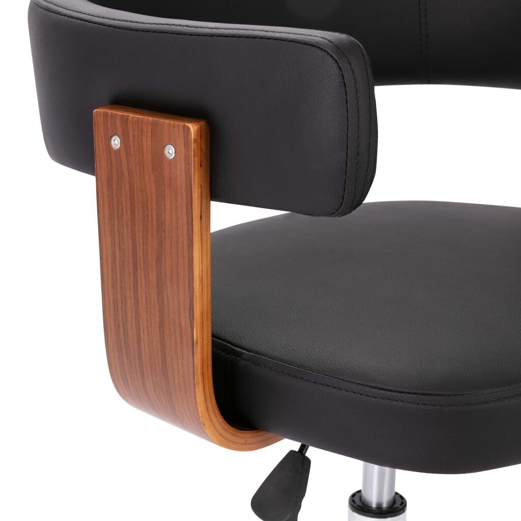 vidaXL grozāms virtuves krēsls, izliekts koks, melna mākslīgā āda cena un informācija | Virtuves un ēdamistabas krēsli | 220.lv