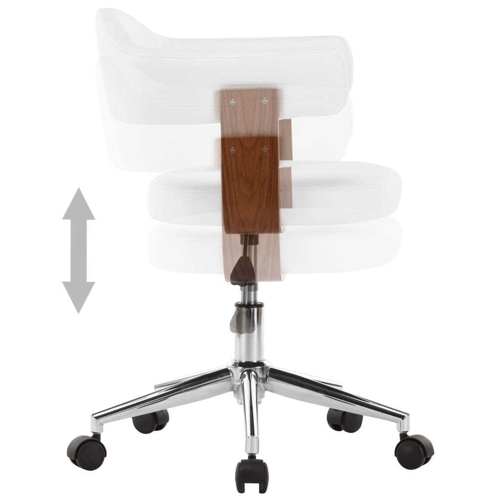 vidaXL grozāms virtuves krēsls, balts izliekts koks un mākslīgā āda cena un informācija | Virtuves un ēdamistabas krēsli | 220.lv