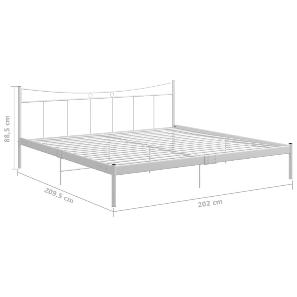 vidaXL gultas rāmis, balts, metāls un saplāksnis, 200x200 cm cena un informācija | Gultas | 220.lv