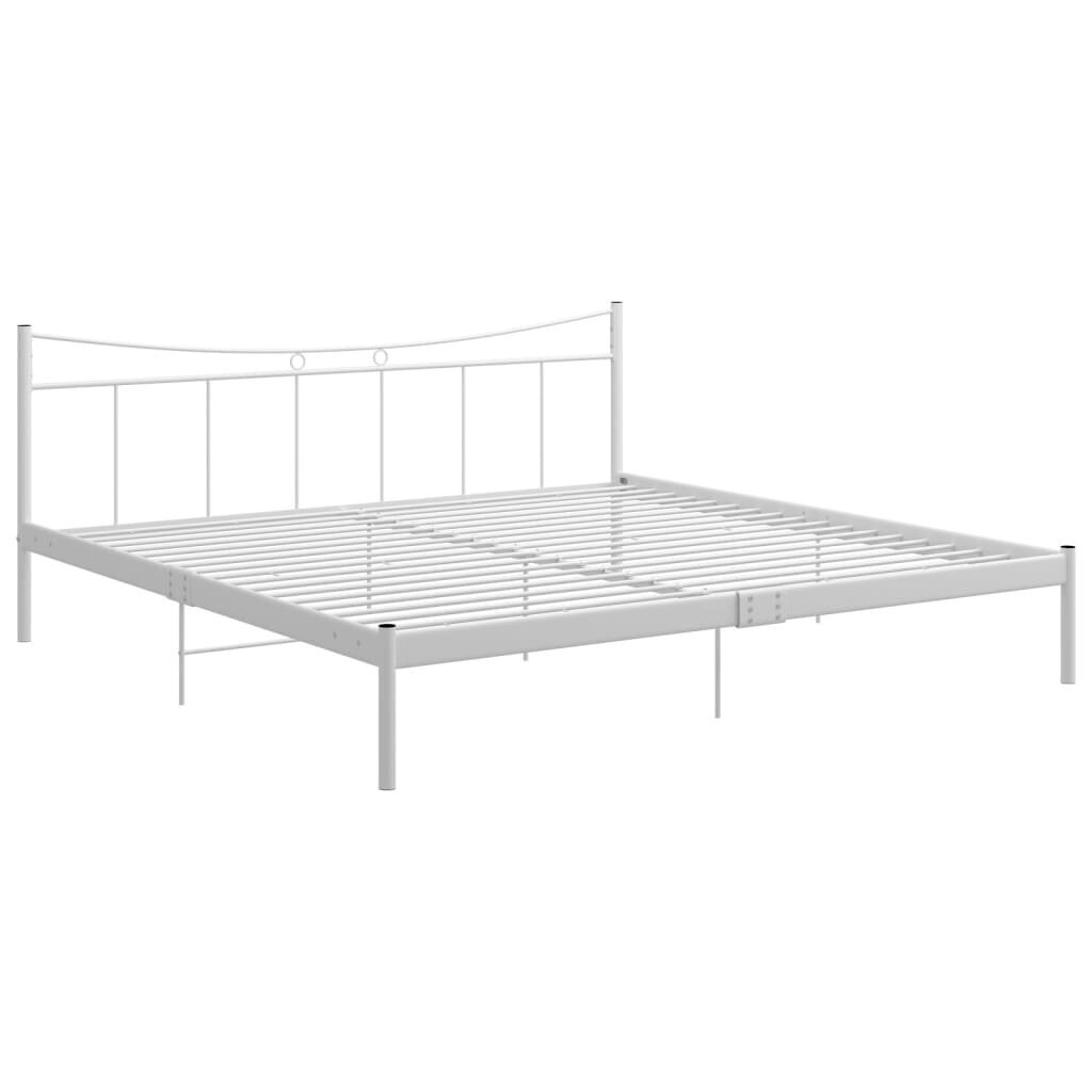 vidaXL gultas rāmis, balts, metāls un saplāksnis, 200x200 cm cena un informācija | Gultas | 220.lv