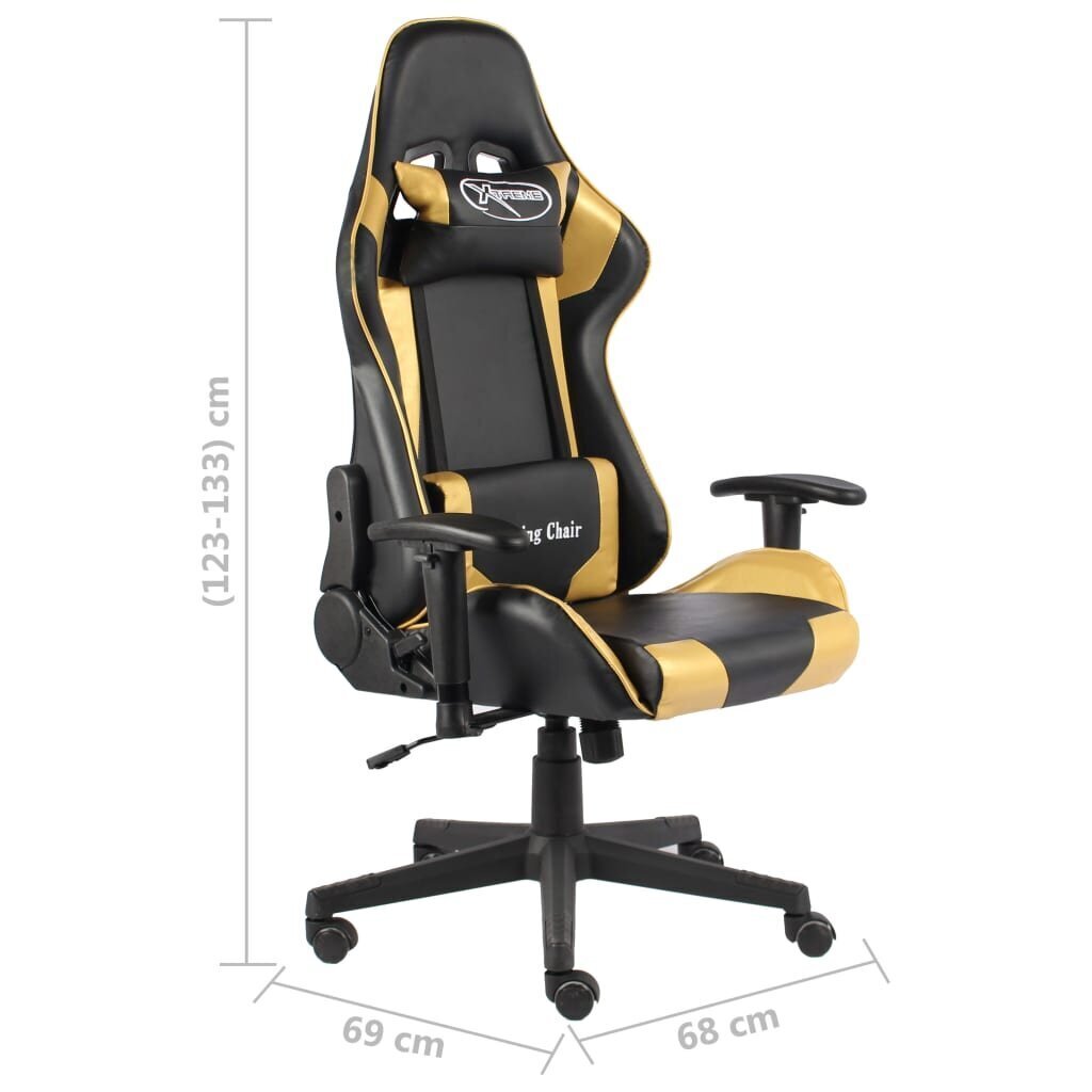 vidaXL datorspēļu krēsls, grozāms, zelta krāsā, PVC cena un informācija | Biroja krēsli | 220.lv