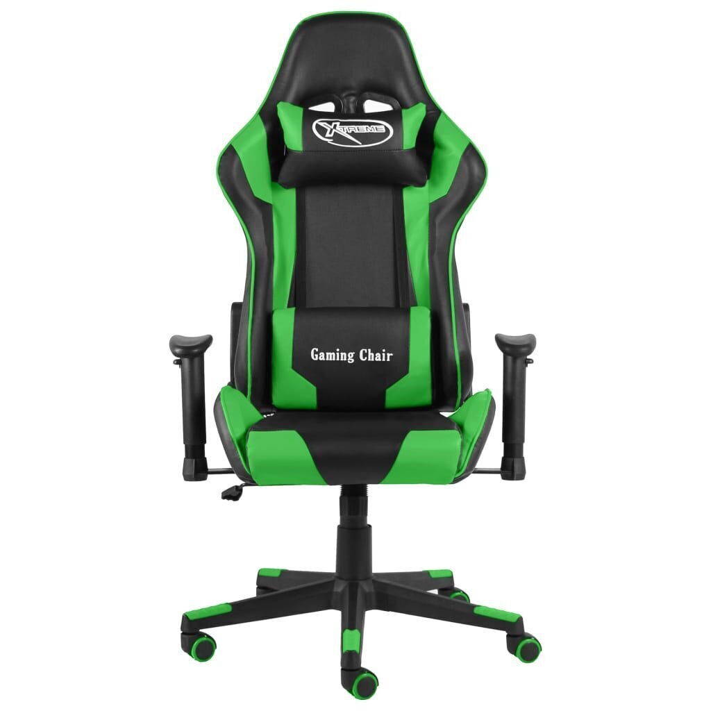 vidaXL datorspēļu krēsls, grozāms, zaļš, PVC cena un informācija | Biroja krēsli | 220.lv