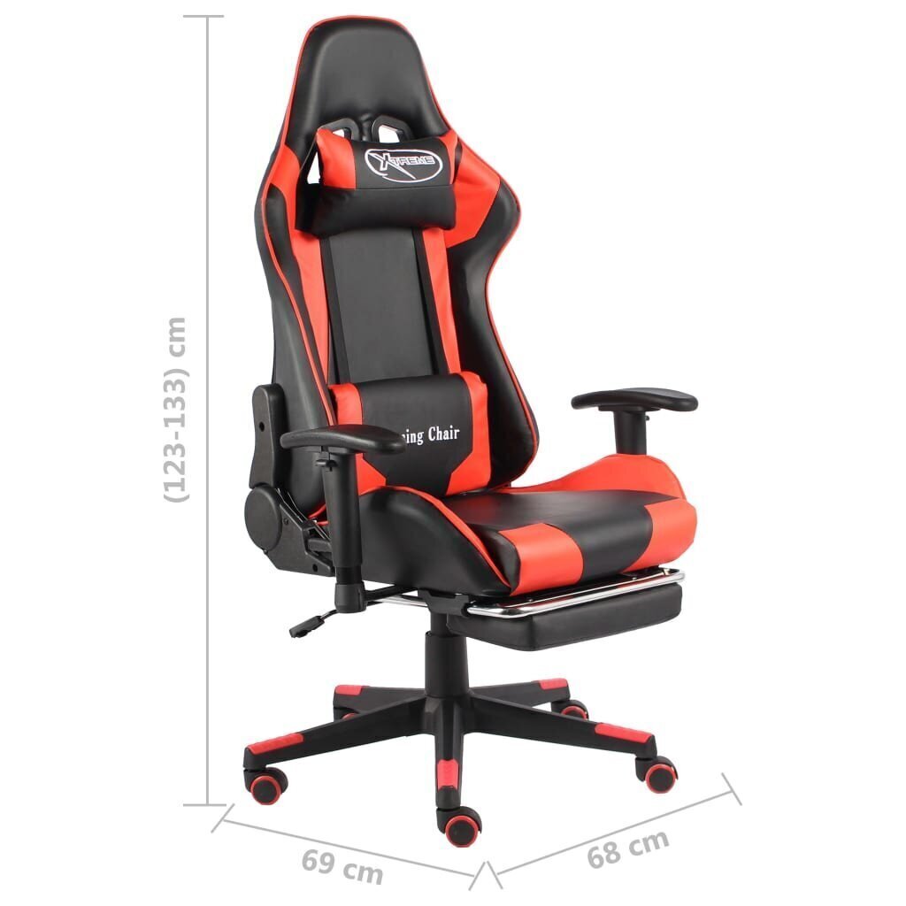 vidaXL datorspēļu krēsls ar kāju balstu, grozāms, sarkans, PVC cena un informācija | Biroja krēsli | 220.lv