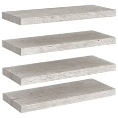 vidaXL sienas plaukti, 4 gab., betona pelēki, 60x23,5x3,8 cm, MDF цена и информация | Полки | 220.lv