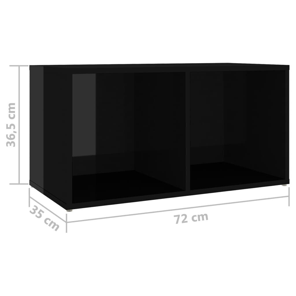 vidaXL TV plaukts, 72x35x36,5 cm, spīdīgi melns, skaidu plāksne cena un informācija | TV galdiņi | 220.lv