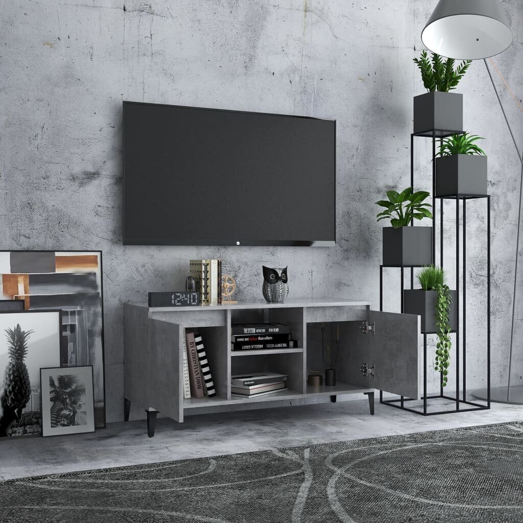 vidaXL TV skapītis ar metāla kājām, betona pelēks, 103,5x35x50 cm cena un informācija | TV galdiņi | 220.lv