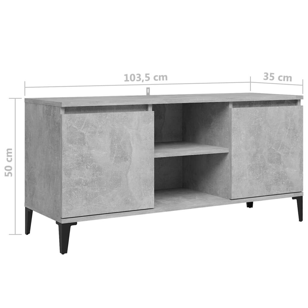 vidaXL TV skapītis ar metāla kājām, betona pelēks, 103,5x35x50 cm cena un informācija | TV galdiņi | 220.lv