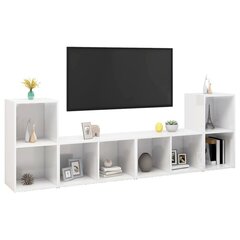 vidaXL TV plaukti, 4 gab., spīdīgi balti, 72x35x36,5 cm, skaidu plātne цена и информация | Тумбы под телевизор | 220.lv